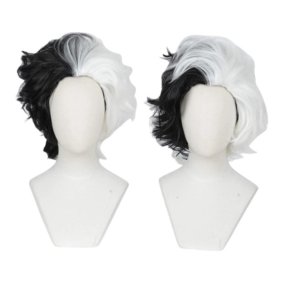 The Unbranded Brand Other - Linfairy Two Tone Halloween Costume Cosplay Wig for Women Adjustable White/Black
